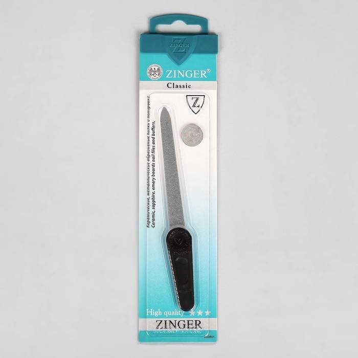 Пилка металлическая для ногтей ZINGER, 13,5 см, на блистере, цвет чёрный, F-6-3 Пилка металлическая для ногтей ZINGER, 13,5 см, на блистере, цвет чёрный, F-6-3