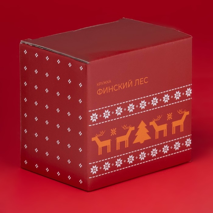Новогодняя кружка для чая Доляна &laquo;Финский лес&raquo;, 330 мл, 12&times;8,5&times;11 см, фарфор, цвет белый