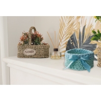 Трикотажная пряжа "Риббон" с люрексом 85м/170&plusmn;5 гр ( Голубой, люрекс: Серебро)