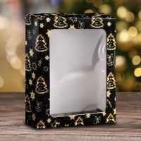 Новый год. Коробка подарочная, крышка-дно, с окном "Праздничное волшебство", 18 х 15 х 5 см.