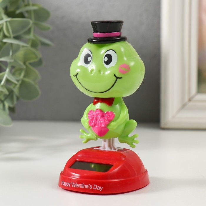 Маятник пластик от солнечной батареи Маятник пластик от солнечной батареи "Лягушонок с букетом роз в цилиндре" 5,2х6,1х10,5 см