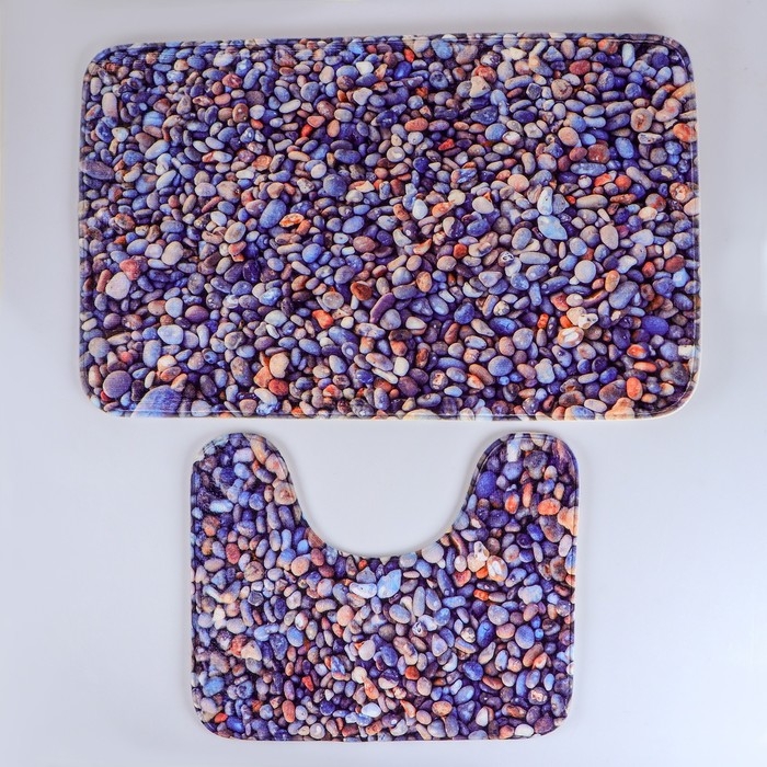 Набор ковриков для ванной и туалета Доляна «Галька», 2 шт: 40×50, 50×80 см Набор ковриков для ванной и туалета Доляна «Галька», 2 шт: 40×50, 50×80 см