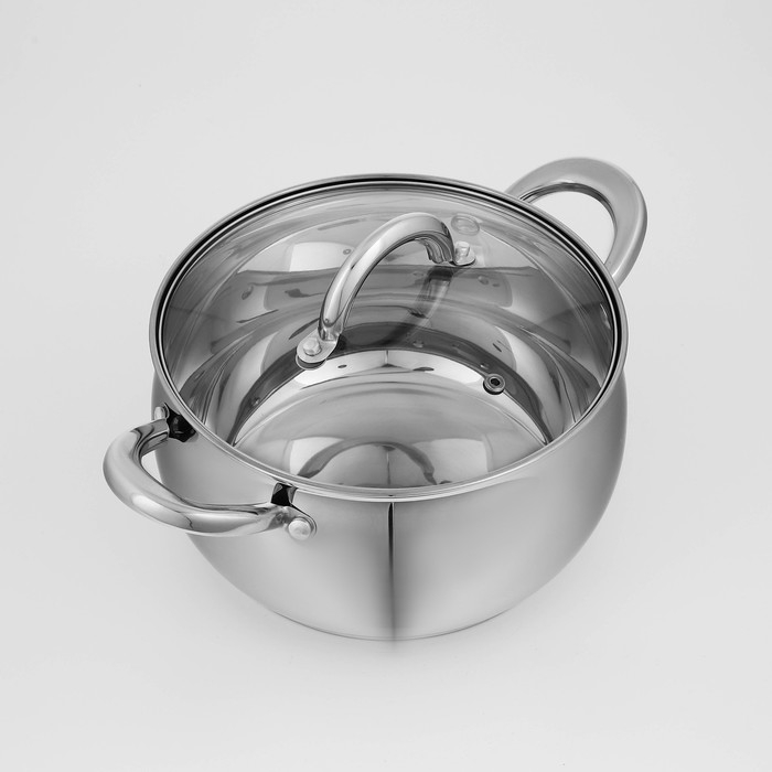 Кастрюля из нержавеющей стали Доляна &laquo;Гиперион&raquo;, 3,5 л, d=20 см, с крышкой