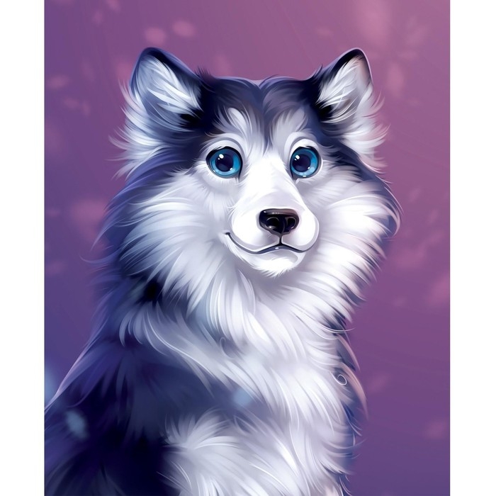 Алмазная мозаика с частичным заполнением на холсте &laquo;Хаски&raquo;, 15 х 21 см