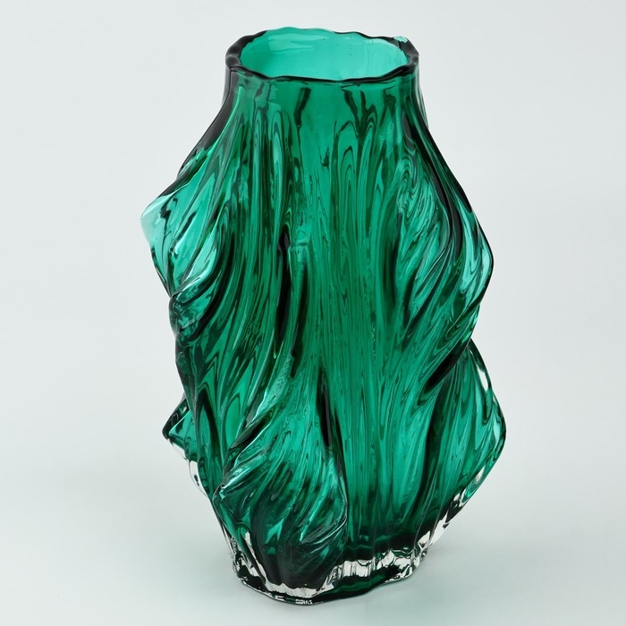 Ваза для цветов &laquo;Изумруд&raquo; из зеленого стекла 27&times;10&times;10 см