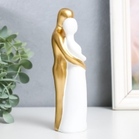 Сувенир полистоун "Влюблённые - объятия" бело-золотой 15х4,5 см Сувенир полистоун "Влюблённые - объятия" бело-золотой 15х4,5 см