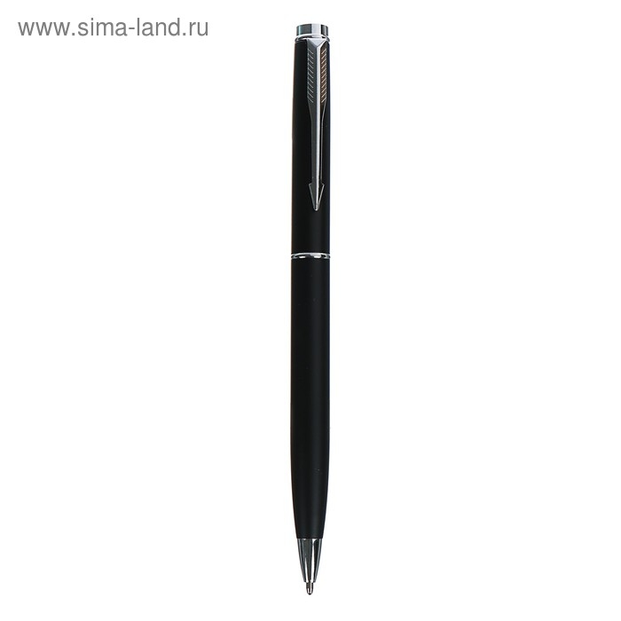 Ручка подарочная шариковая поворотная корпус черный матовый ЛОГО, стержень синий 0,7 мм, металлический корпус Ручка подарочная шариковая поворотная корпус черный матовый ЛОГО, стержень синий 0,7 мм, металлический корпус