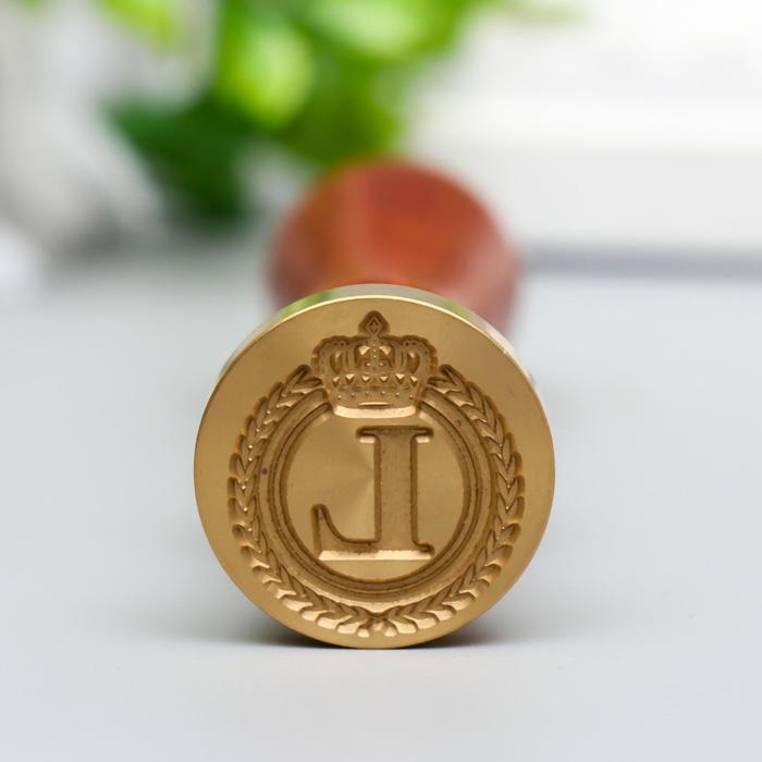 Печать для сургуча с деревянной ручкой Печать для сургуча с деревянной ручкой "Корона с буквой L" 9х2,5х2,5 см