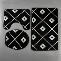 Набор ковриков для ванной и туалета Доляна «Плитка», 3 шт: 50×80, 50×40, 43×38 см Набор ковриков для ванной и туалета Доляна «Плитка», 3 шт: 50×80, 50×40, 43×38 см