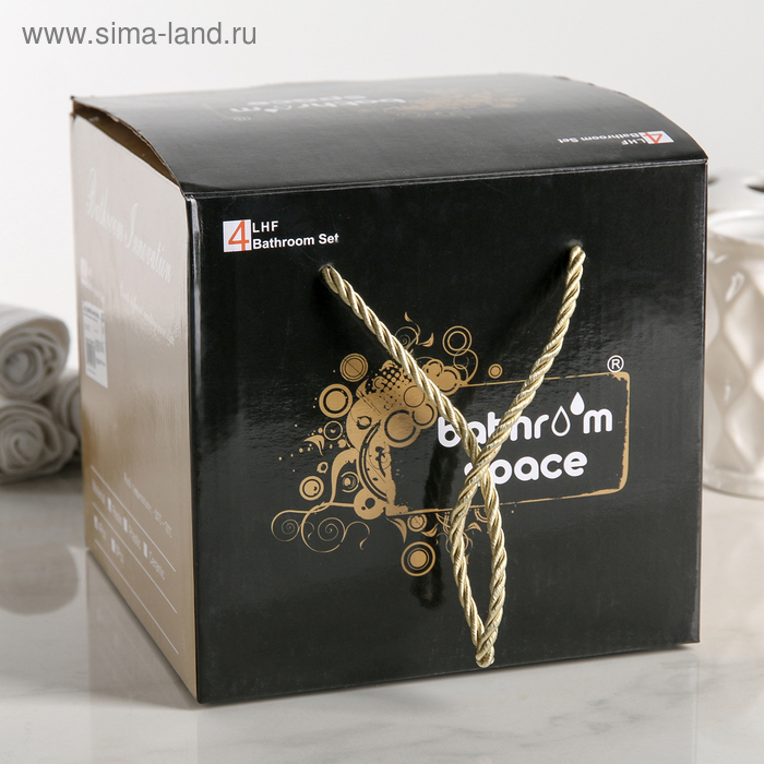 Набор аксессуаров для ванной комнаты &laquo;Индийский слон&raquo;, 4 предмета (дозатор, мыльница, 2 стакана), цвет бежевый