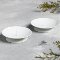 Подсвечник металл "Лотос", 7,5х2 см, набор 2 шт, белый