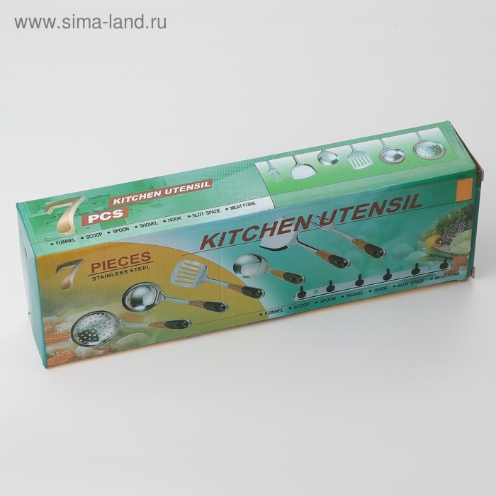 Набор кухонных принадлежностей &laquo;Стандарт&raquo;, 6 предметов, на подвесе, цвет серебряный