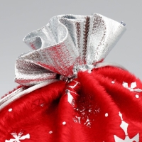 Мешочек подарочный плюш &laquo;Спешу поздравить&raquo;, снежинки, тиснение, 16 х 24 см +/- 1.5 см, Новый год