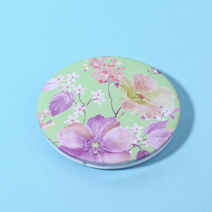 Зеркало складное &laquo;Цветы&raquo;, d = 7,5 см, цвет зелёный