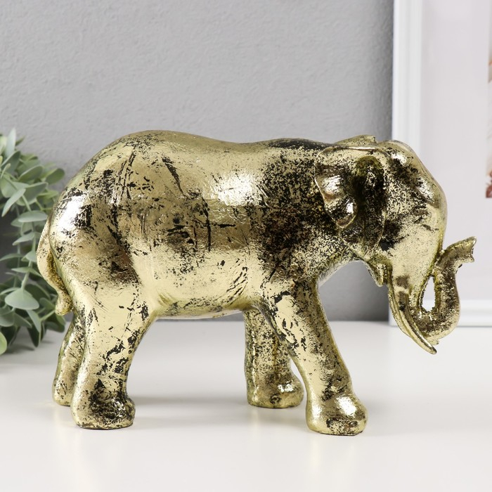 Сувенир полистоун "Золотой слон" 16,5х23,5х9,5 см