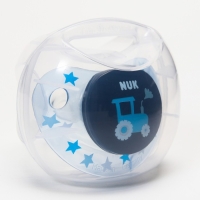 Соска-пустышка ортодонтическая, силикон, от 6 мес., ADORE, в контейнере &laquo;Трактор&raquo;
