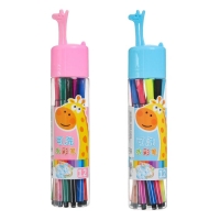 Фломастеры 12 цветов "ЖИРАФ", в пластиковом тубусе, вентилируемый колпачок, МИКС Фломастеры 12 цветов "ЖИРАФ", в пластиковом тубусе, вентилируемый колпачок, МИКС