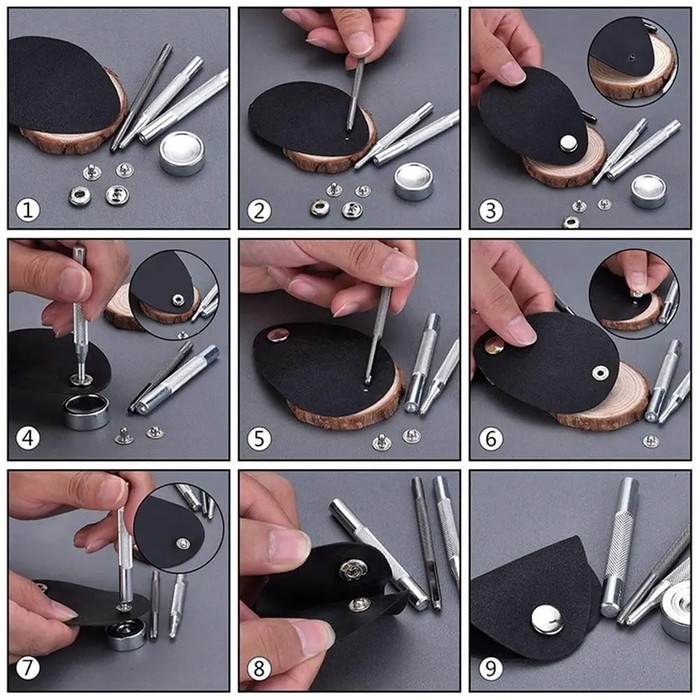 Набор инструментов для ручной установки S-образных кнопок, с матом, №655, d = 10 мм Набор инструментов для ручной установки S-образных кнопок, с матом, №655, d = 10 мм