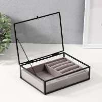 Шкатулка стекло с металлическим каркасом "Мерлин" светлая 16х20х6 см Шкатулка стекло с металлическим каркасом "Мерлин" светлая 16х20х6 см