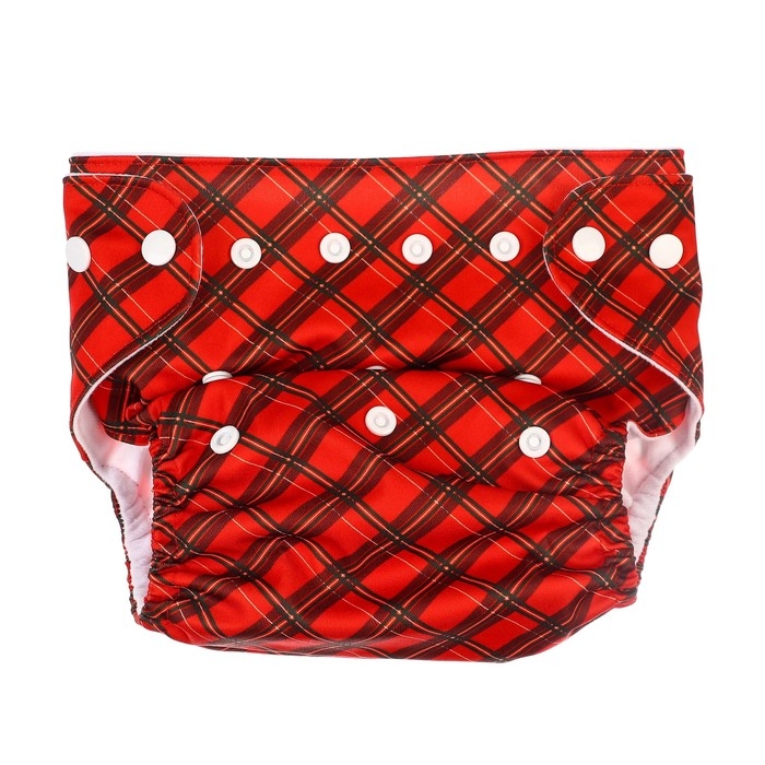 Многоразовый подгузник «Новогодняя клетка», 0-36 мес., цвет красный, подарочная упаковка, Крошка Я Многоразовый подгузник «Новогодняя клетка», 0-36 мес., цвет красный, подарочная упаковка, Крошка Я