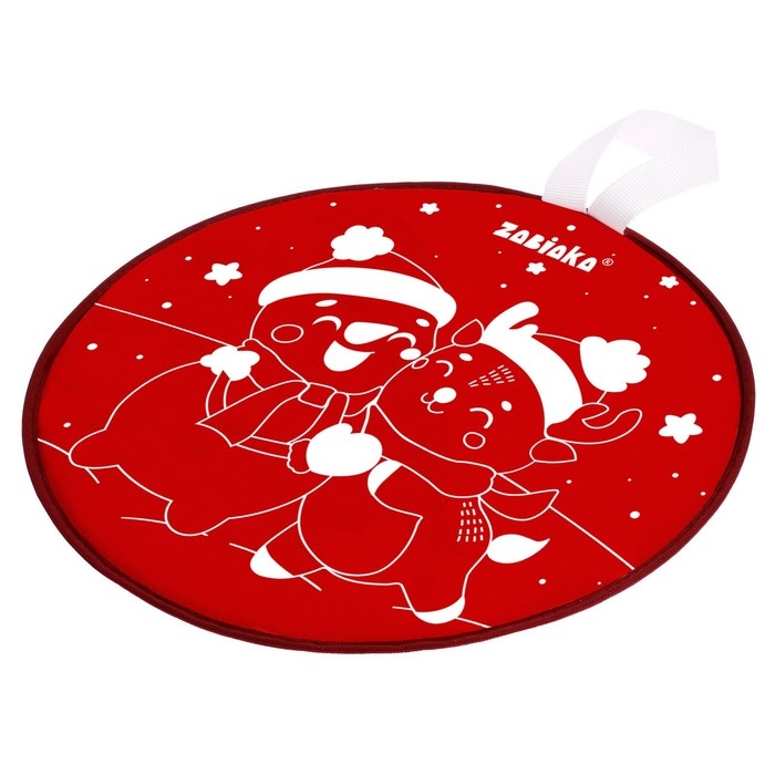 Ледянка мягкая &laquo;Снеговик и олень&raquo;, диаметр 33 см, красный