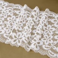Кружевная эластичная ткань, 180 мм &times; 2,7 &plusmn; 0,5 м, цвет молочный