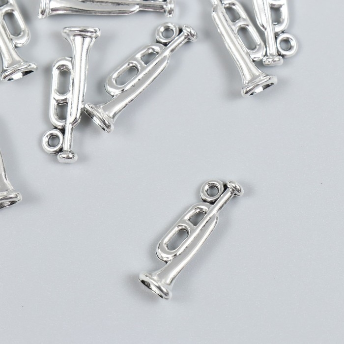 Декор для творчества металл Декор для творчества металл "Корнет" набор 15 шт серебро 0,7х2,2 см