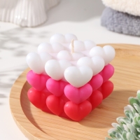 Свеча фигурная "Бабл Сердце" 6 см, бело-розовая Свеча фигурная "Бабл Сердце" 6 см, бело-розовая