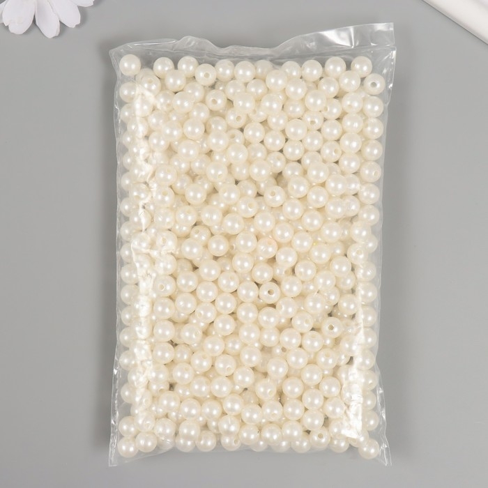 Набор бусин "Жемчуг" d 10 мм, 250 гр, молочный