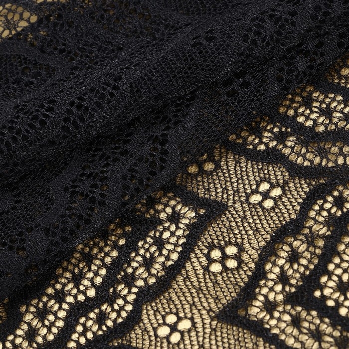 Кружевная эластичная ткань, 220 мм &times; 2,7 &plusmn; 0,5 м, цвет чёрный