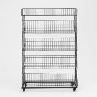 Накопитель разборный на колесах, 5 корзин с разделителями, 90&times;42&times;135 см, цвет чёрный