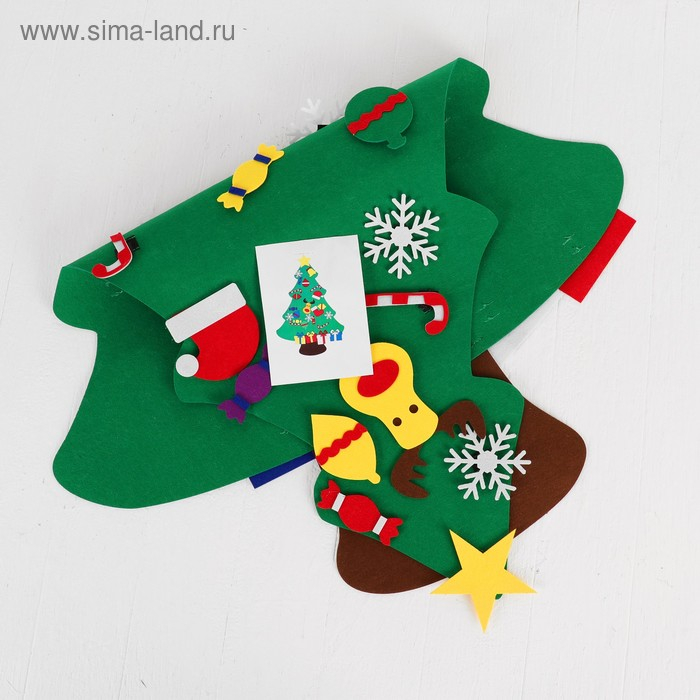 Игра из фетра &laquo;Ёлочка&raquo;, украшения на липучках, размер 95&times;70 см