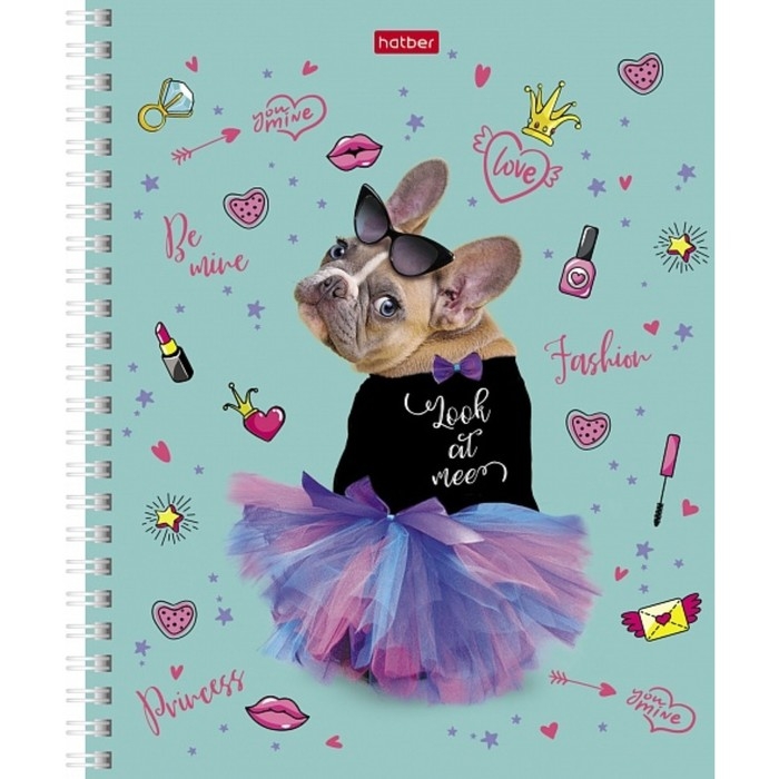 Тетрадь 48 листов в клетку на гребне Тетрадь 48 листов в клетку на гребне "Стильные крошки", обложка мелованный картон, блок офсет 65г/м2, МИКС