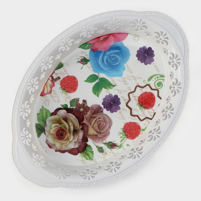 Поднос пластиковый &laquo;Вензель&raquo;, 30,5&times;21,5 см, рисунок МИКС