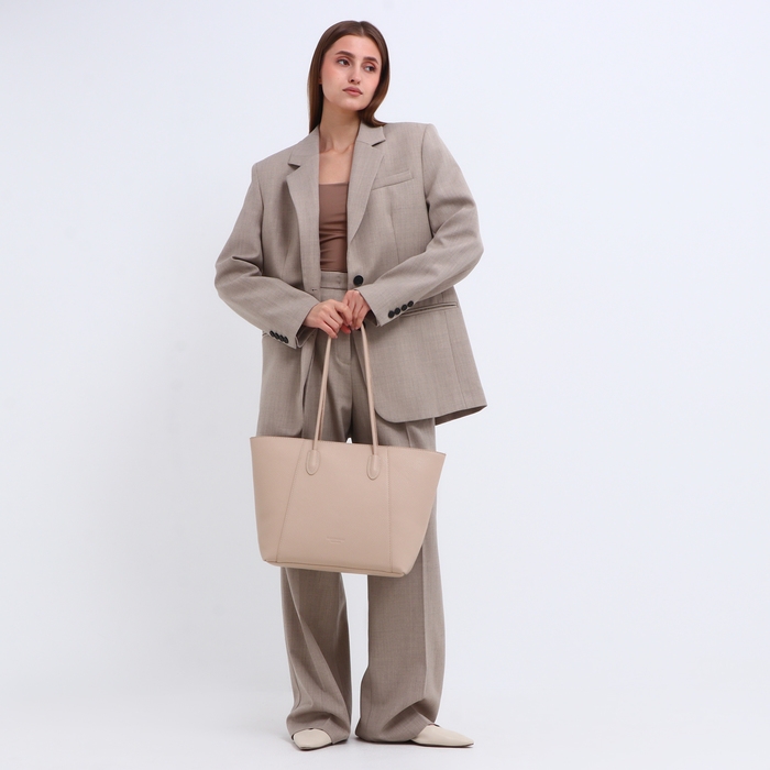 Сумка-шопер женская на молнии, цвет бежевый