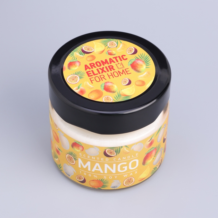 Свеча ароматическая в банке Свеча ароматическая в банке "Манго маракуйя", совый воск, 80 г