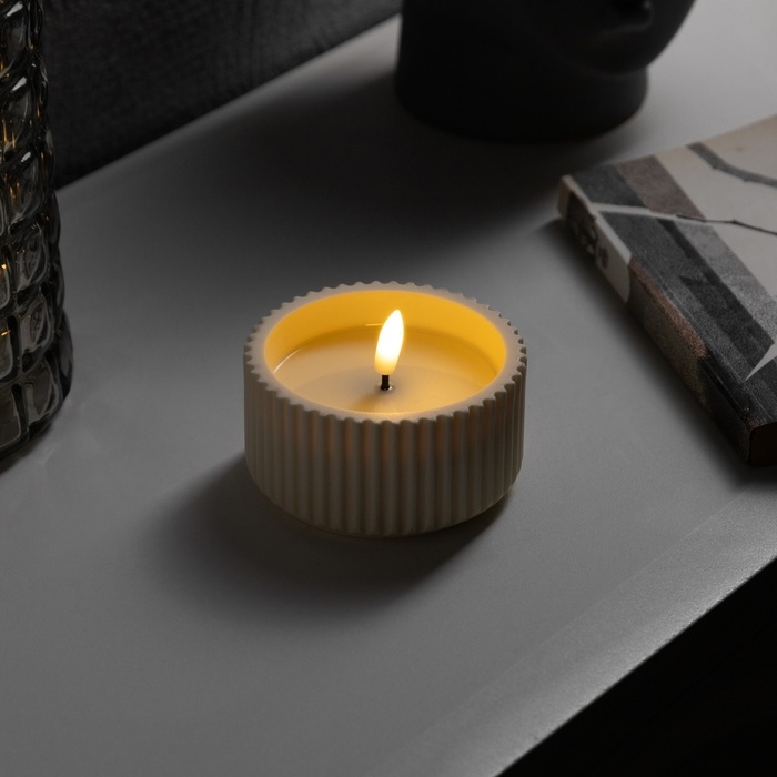 Светодиодная свеча &laquo;Интерьерная бежевая&raquo; 9.5 x 5 см, батарейки ААx2 (не в комплекте), свечение тёплое белое