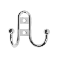 Крючок мебельный ТУНДРА TKD016, двухрожковый, хром Крючок мебельный ТУНДРА TKD016, двухрожковый, хром