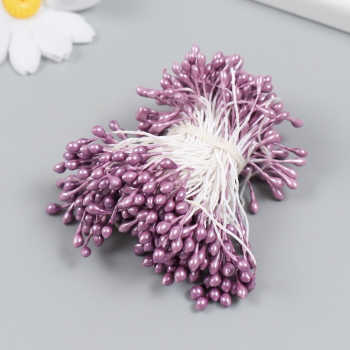 Тычинки для цветов "Капельки глянец розовая пудра" набор 300 шт длина 6 см