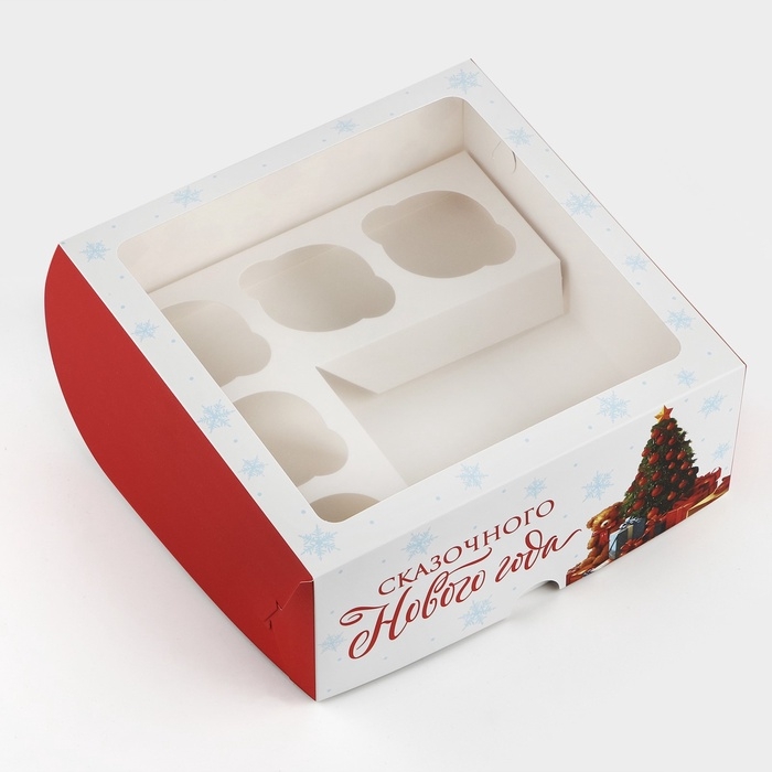 Коробка для капкейков и бенто-торта &laquo;Сказочного Нового года&raquo; 25 х 25 х 10 см