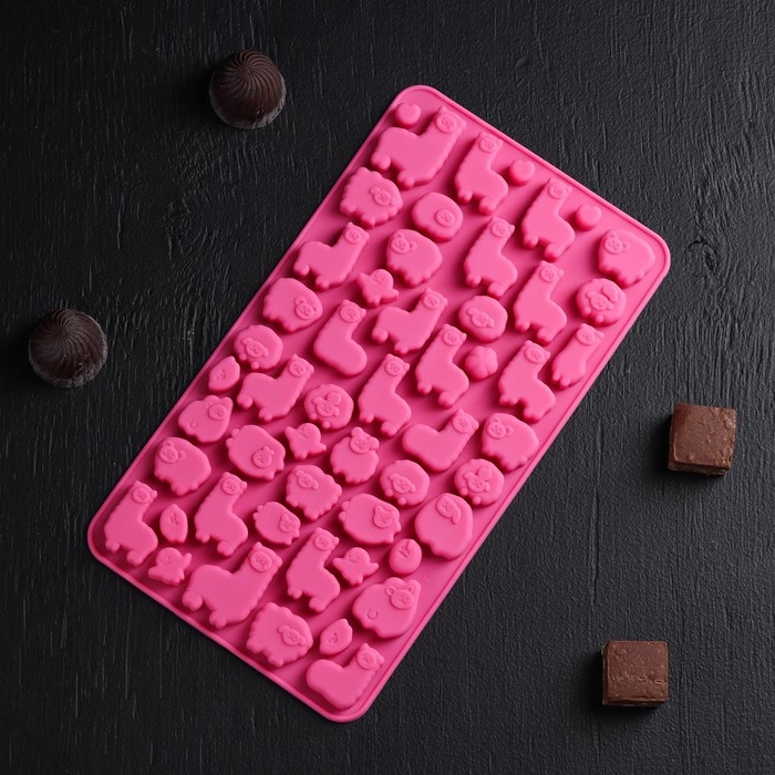 Форма для мармелада Доляна «Ферма», силикон, 23×12,5×1 см, 53 ячейки, цвет МИКС Форма для мармелада Доляна «Ферма», силикон, 23×12,5×1 см, 53 ячейки, цвет МИКС