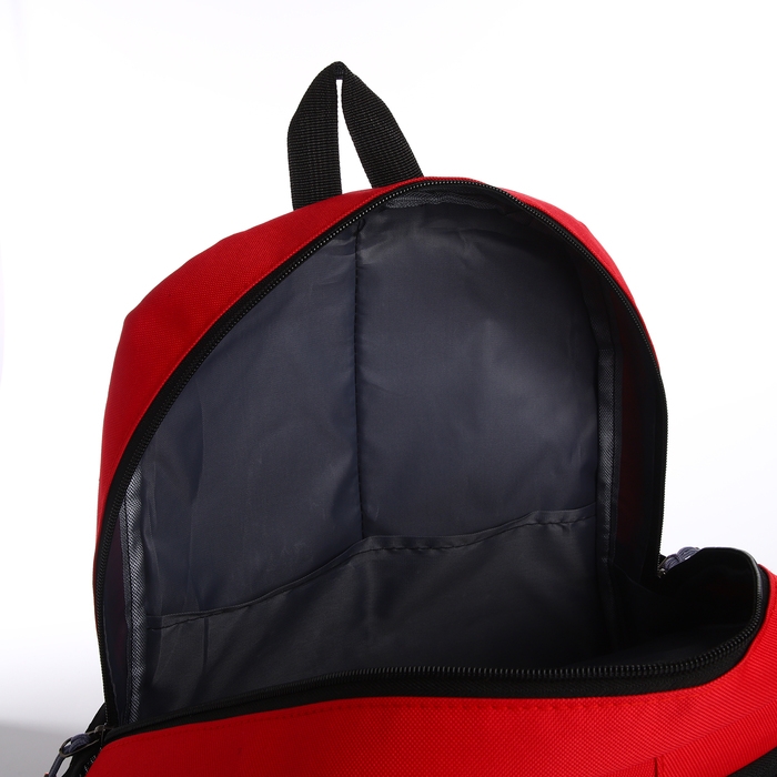 Рюкзак школьный, 2 отдела молнии, 3 кармана, цвет чёрный/красный