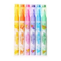 Набор маркеров текстовыделителей 6 штук 6 цветов, ароматизированные, с печатью