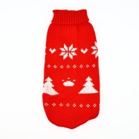 Одежда для собак. Свитер вязаный с орнаментом &laquo;Новогодний&raquo;, красный, размер XL