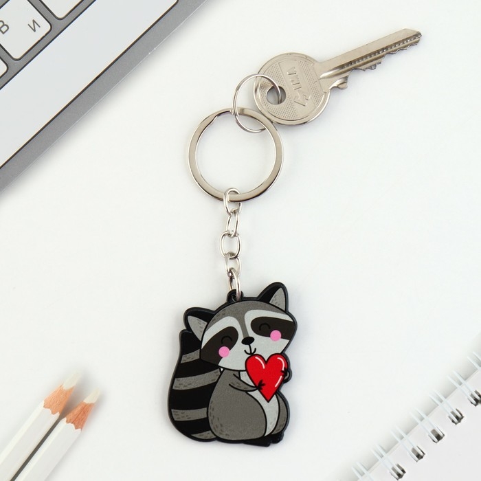 Брелок для ключей акриловый «Енот», 3,5 х 10 см Брелок для ключей акриловый «Енот», 3,5 х 10 см