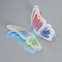 Магнит пластик светится в темноте "Цветные бабочки" двойные крылья набор 12 шт