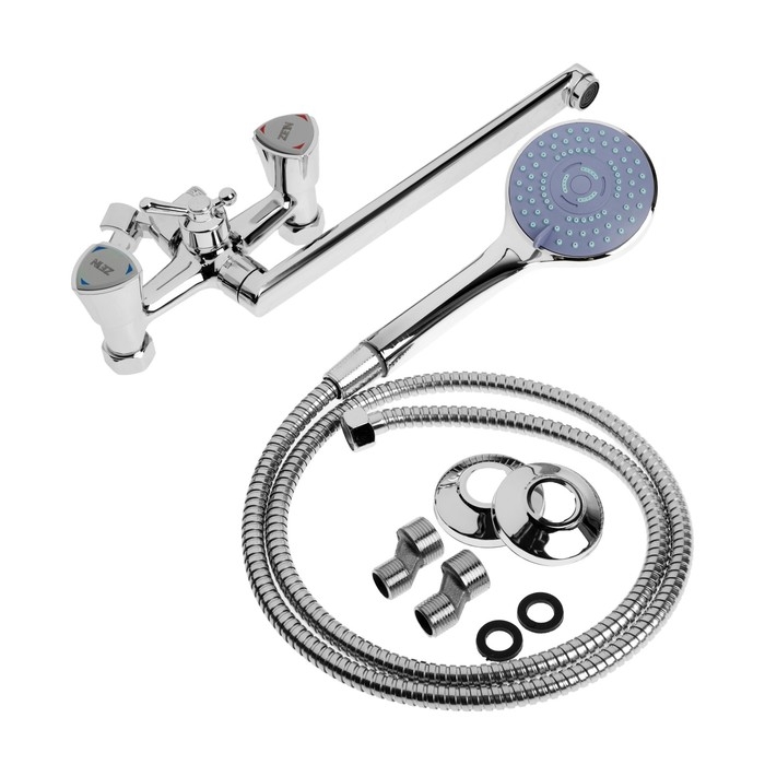 Смеситель для ванны ZEIN Z3726, двухвентильный, излив 30 см, лейка 3 режима, хром Смеситель для ванны ZEIN Z3726, двухвентильный, излив 30 см, лейка 3 режима, хром