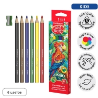 Карандаши 6 цветов ErichKrause ArtBerry премиум, утолщенные, дерево, шестигранные, 5.0 мм грифель, картонная упаковка, европодвес, ТОЧИЛКА В ПОДАРОК Карандаши 6 цветов ErichKrause ArtBerry премиум, утолщенные, дерево, шестигранные, 5.0 мм грифель, картонная упаковка, европодвес, ТОЧИЛКА В ПОДАРОК