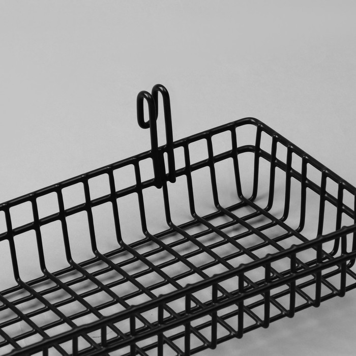 Корзина на сетку, 40,5&times;14&times;5,6 см, цвет чёрный