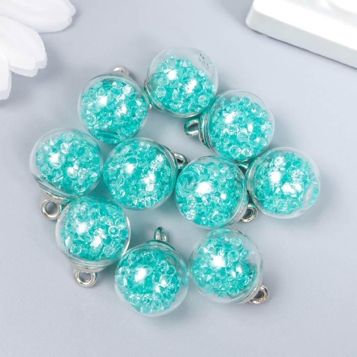 Подвеска декоративная для творчества стекло Подвеска декоративная для творчества стекло "Шар - камешки" морс. волна d=1,6 см набор 10шт